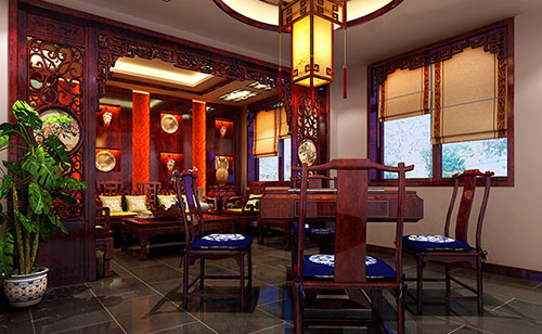 陕西古典中式风格茶楼包间设计装修效果图